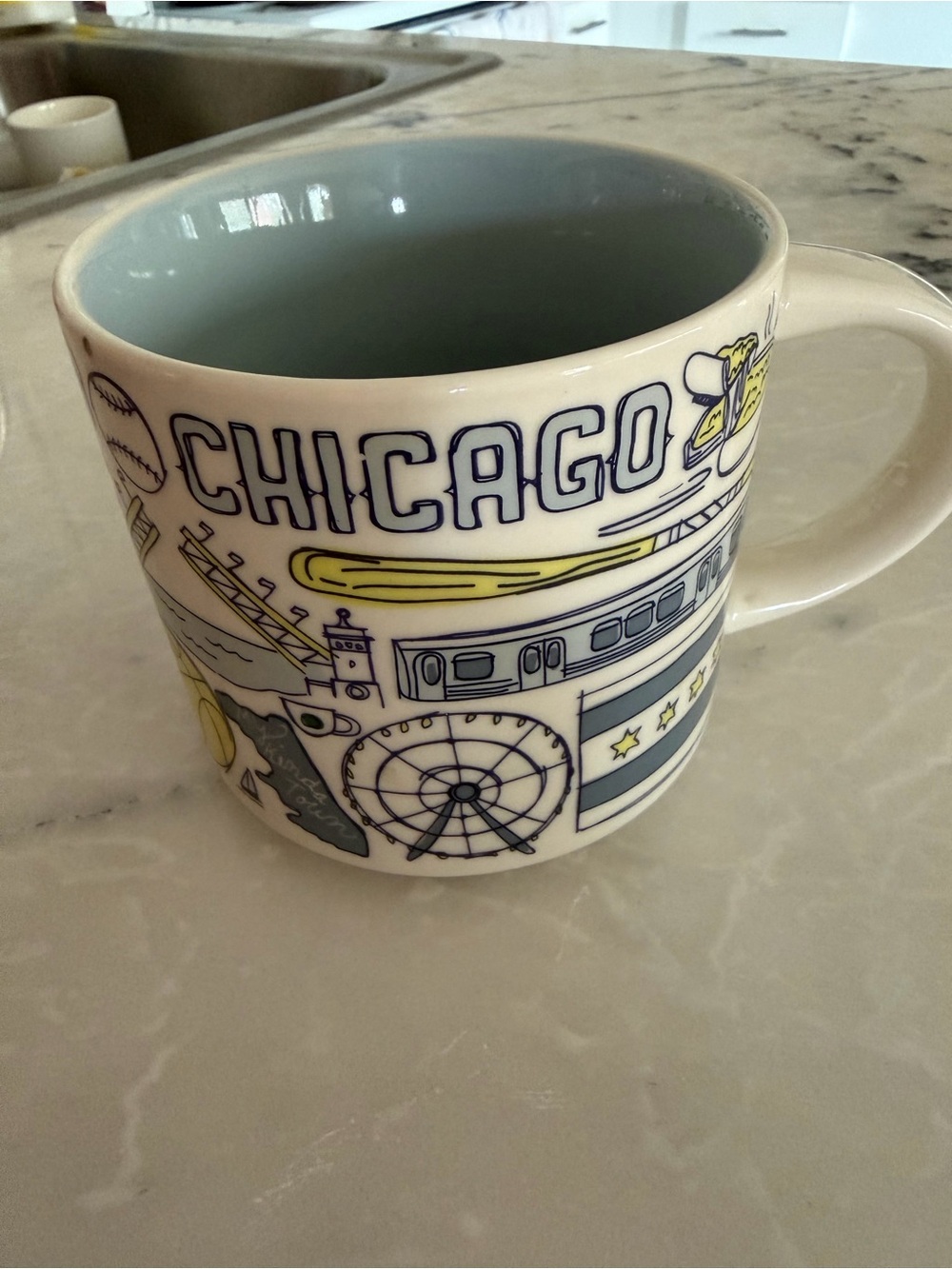Starbucks Chicago Icon Mug - White, Blue, Yellow